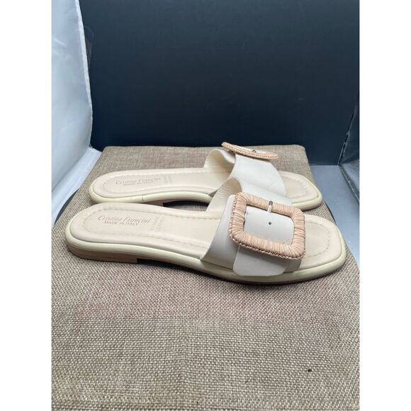Cristina Francini Genuine Leather Sandals Cream Inez Buckle Size 8 Italian - Picture 5 of 11